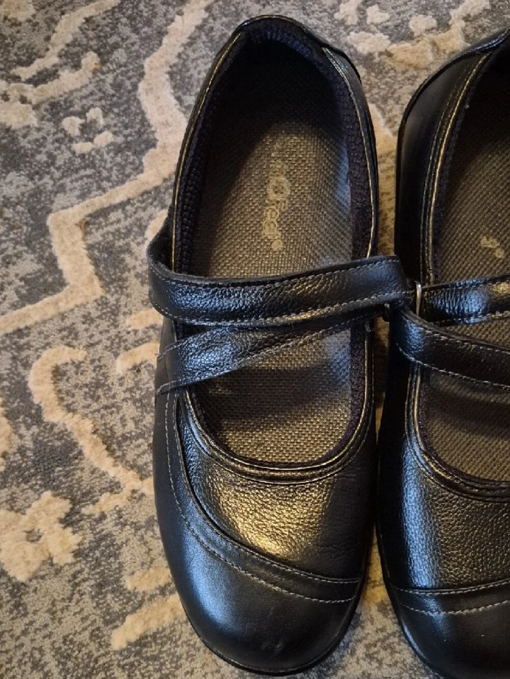 Orthofeet Women's Celina Black Mary Jane Wedge Shoes Leather‎ 8W